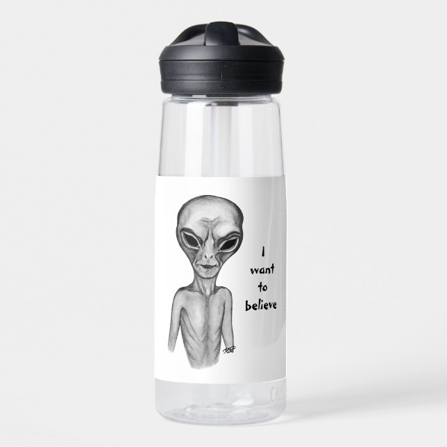 Grey Alien , I want to believe Water Bottle (Front)