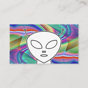 Grey Alien Line Drawing Business Card