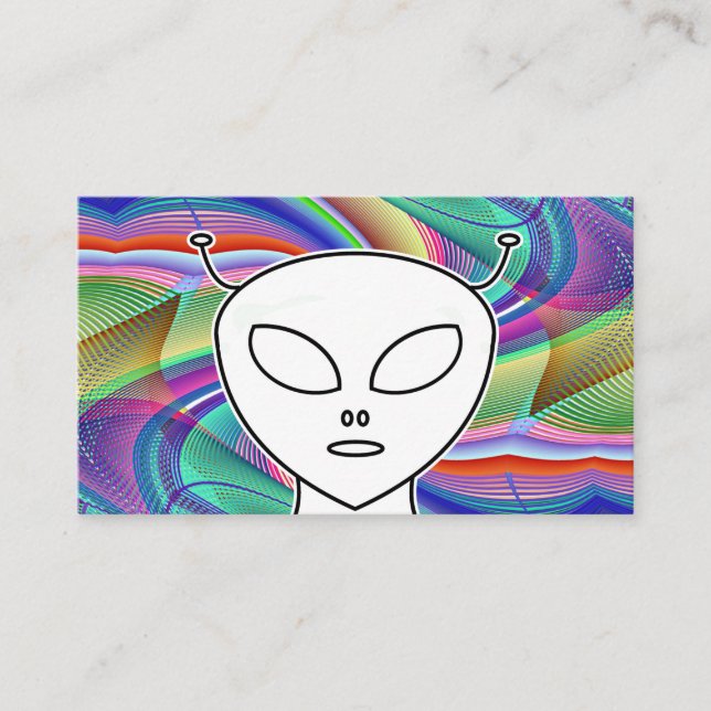 Grey Alien Line Drawing Business Card (Front)