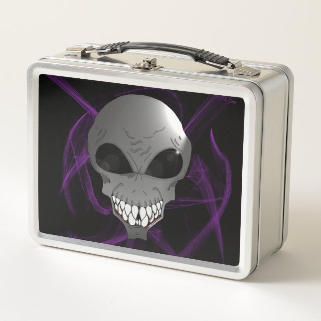Grey alien metal lunch box (Front)