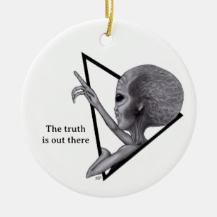 Grey Alien, the truth is out there Ceramic Tree Decoration