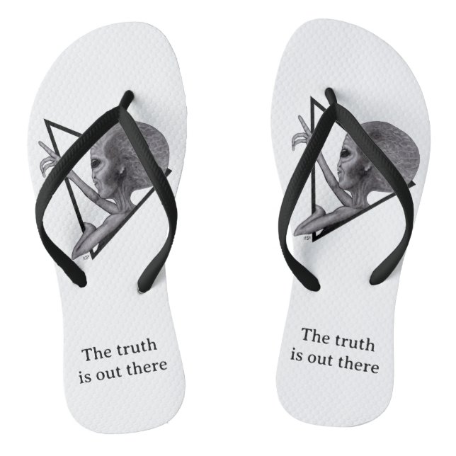 Grey Alien, the truth is out there Flip Flops (Footbed)