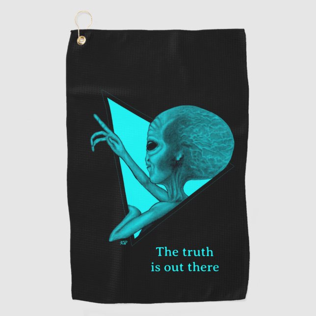 Grey Alien, the truth is out there Golf Towel (Front)
