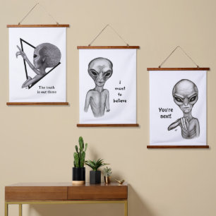 Grey Alien, the truth is out there Hanging Tapestry