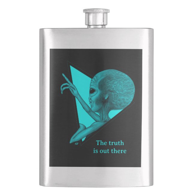 Grey Alien, the truth is out there Hip Flask (Front)