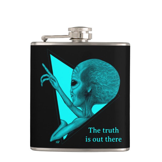 Grey Alien, the truth is out there Hip Flask (Front)