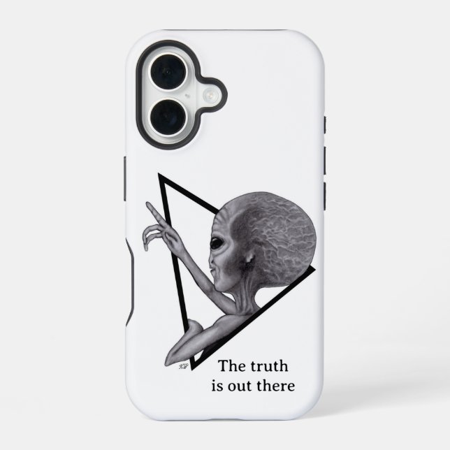 Grey Alien, the truth is out there iPhone 16 Case (Back)