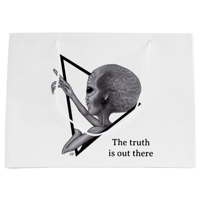 Grey Alien, the truth is out there Large Gift Bag (Front)
