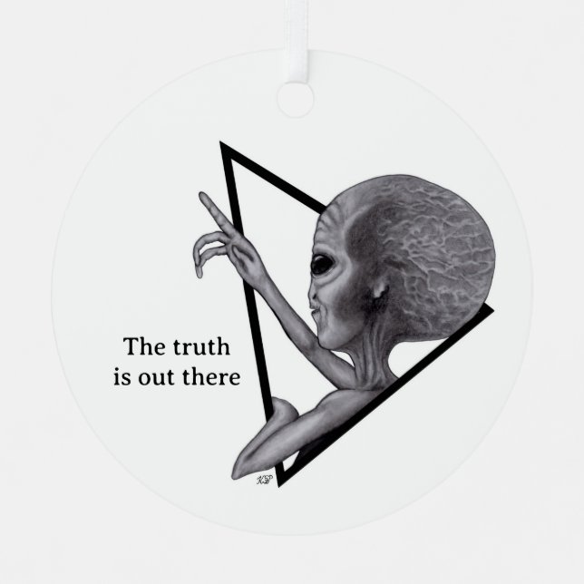 Grey Alien, the truth is out there Metal Tree Decoration (Front)