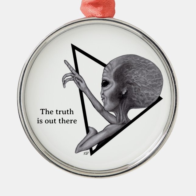 Grey Alien, the truth is out there Metal Tree Decoration (Front)