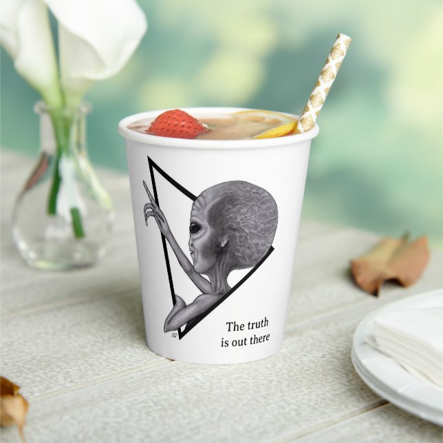 Grey Alien, the truth is out there Paper Cups (Insitu)