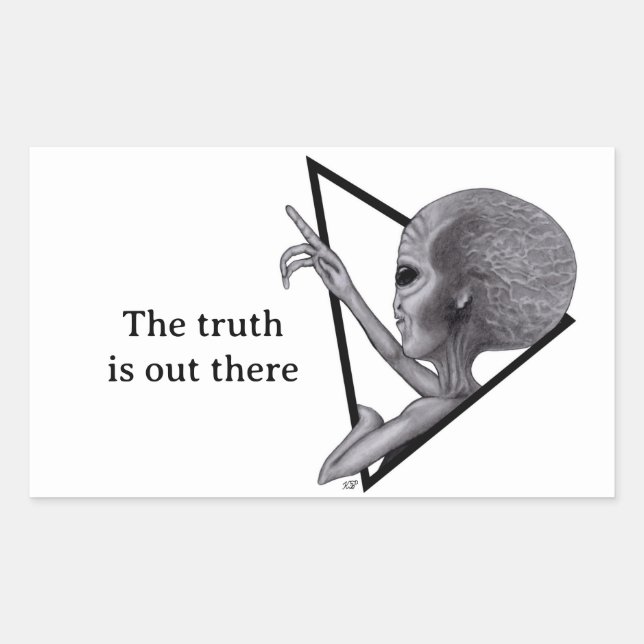 Grey Alien, the truth is out there Rectangular Sticker (Front)