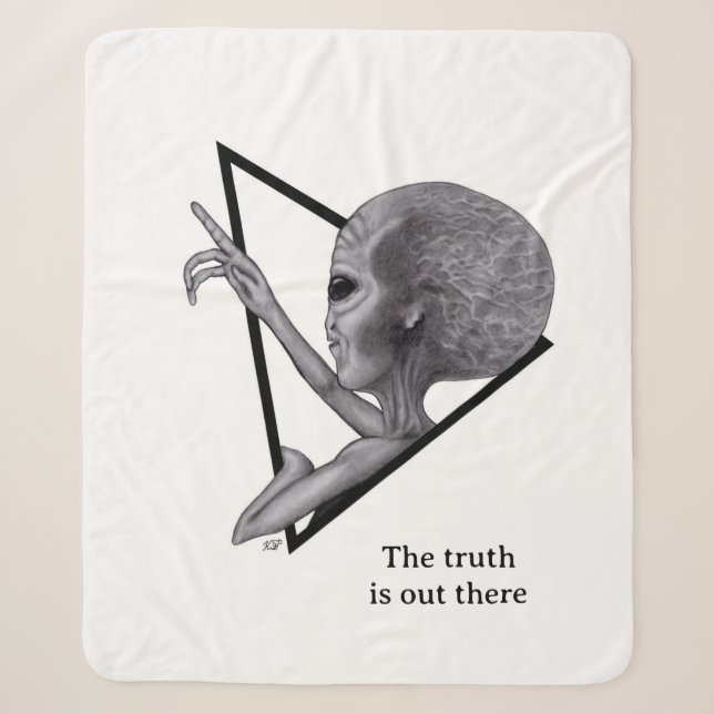 Grey Alien, the truth is out there Sherpa Blanket (Front)