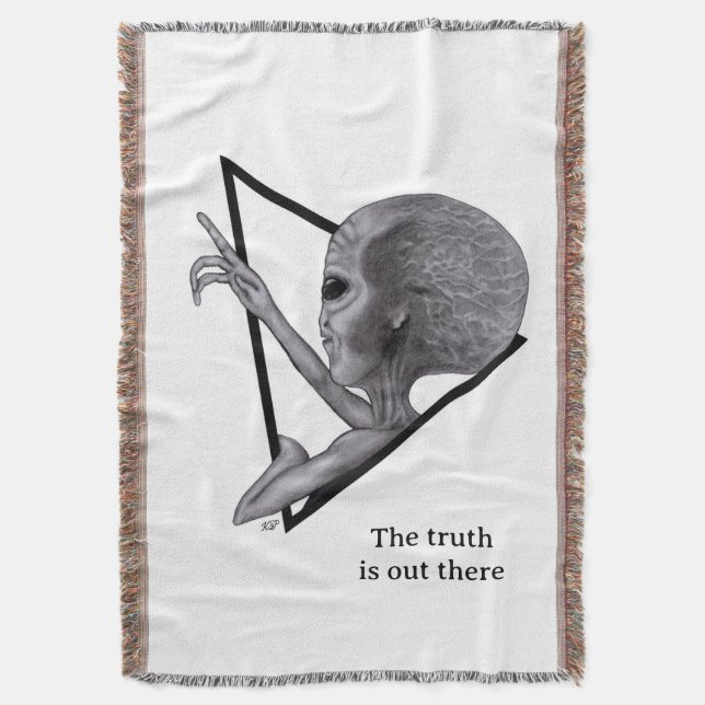 Grey Alien, the truth is out there Throw Blanket (Front Vertical)