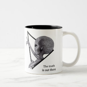 Grey Alien, the truth is out there Two-Tone Coffee Mug