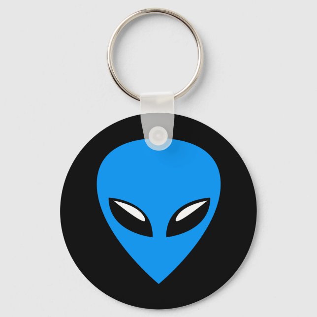 Grey Alien UFO Blue Key Ring (Front)