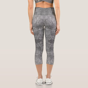 Grey Alligator Leather  Capri Leggings