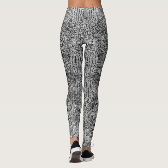 Grey Alligator Leather  Leggings (Back)