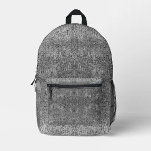 Grey Alligator Leather Printed Backpack