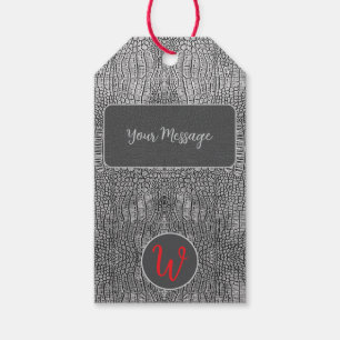 Grey Alligator Leather Scales Reptile Monogram Gift Tags