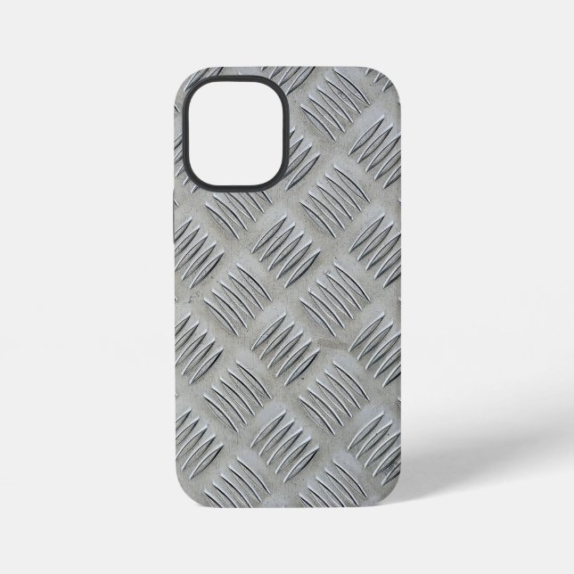 Grey Aluminium Diamond Plate Pattern iPhone Case (Back)