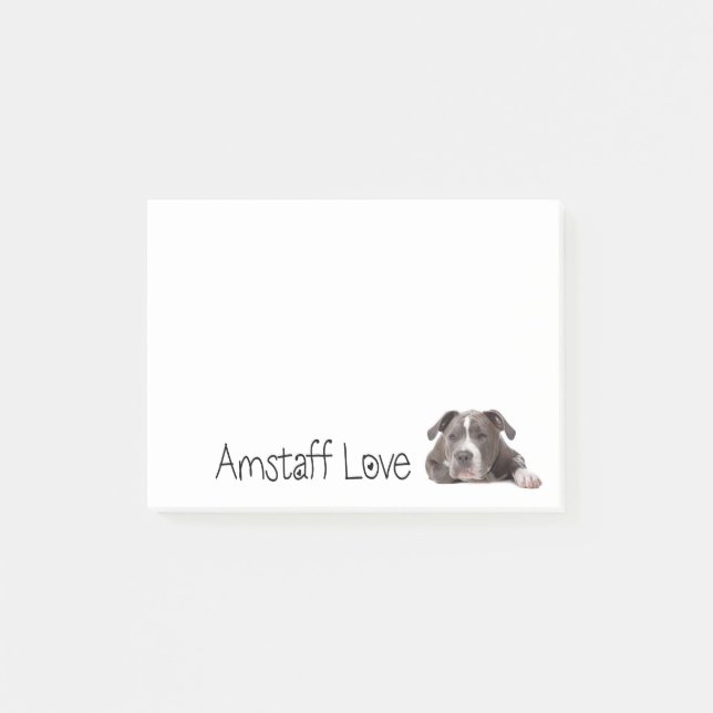 Grey American Staffordshire Terrier Dog - Amstaff Post-it Notes (Front)