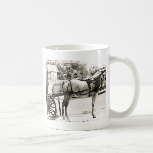 Grey Amish Horse in Black and White Coffee Mug