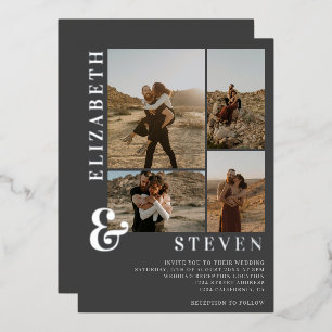 Grey ampersand 4 photo grid wedding