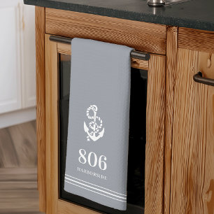 Grey    Anchor House Number & Street Name Tea Towel