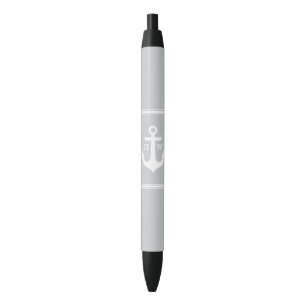 Grey Anchor Monogrammed Black Ink Pen