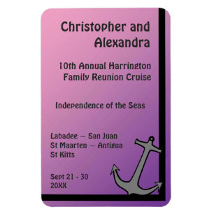 Grey Anchor Pink to Purple Stateroom Door Marker Magnet
