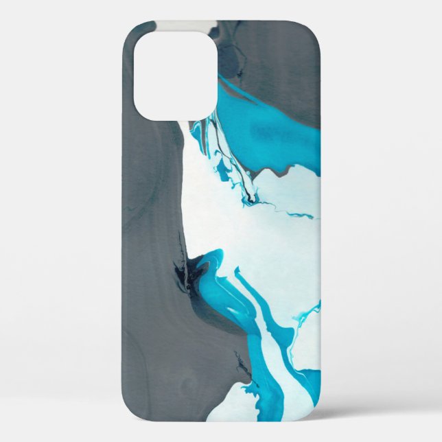 grey and aqua marble design Case-Mate iPhone case (Back)