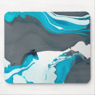 grey and aqua marble design mouse mat