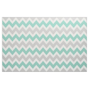 Grey and Aqua Modern Chevron Large Scale Fabric