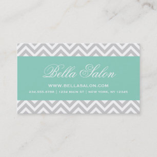 Grey and Aqua Modern Chevron Stripes Business Card