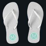 Grey and Aqua Tiny Dots Monogram Flip Flops<br><div class="desc">Custom printed flip flop sandals with a cute girly polka dot pattern and your custom monogram or other text in a circle frame. Click Customise It to change text fonts and colours or add your own images to create a unique one of a kind design!</div>