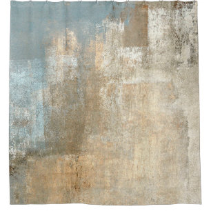 Grey and Beige Abstract Art Paintingabstract, art, Shower Curtain