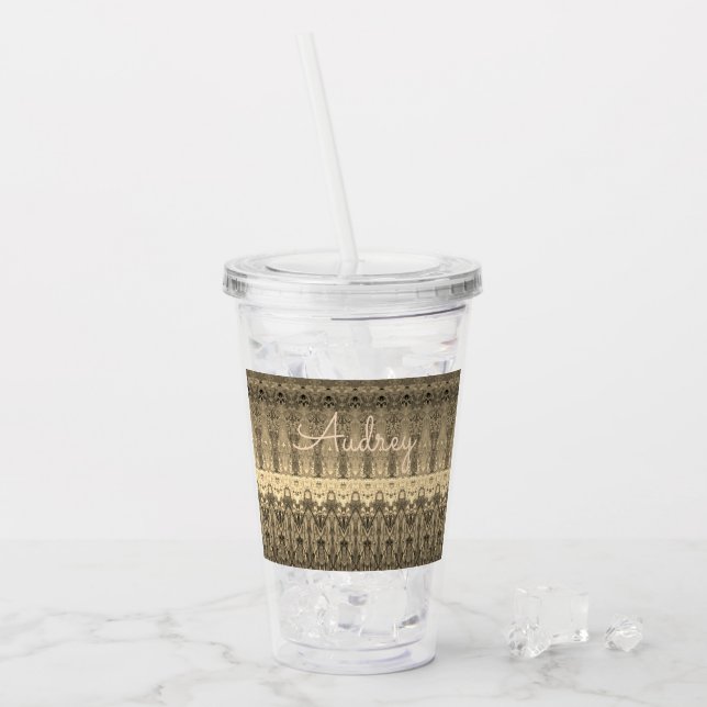 Grey And Beige Acrylic Tumbler (Front Ice)