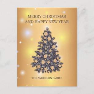 Grey And Beige Christmas Tree Holiday Postcard