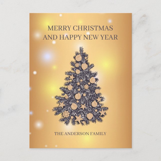 Grey And Beige Christmas Tree Holiday Postcard (Front)