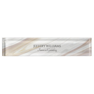 Grey and beige marble texture nameplate