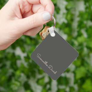 Grey and Beige personalised Key Ring
