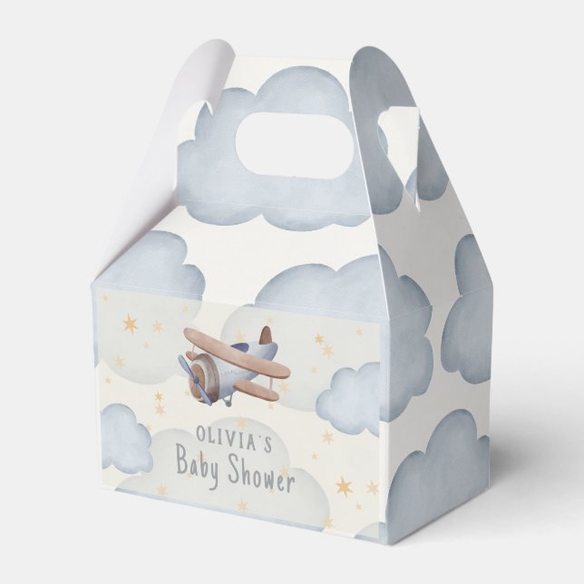 Grey And Beige Watercolor Baby Shower Favour Box (Front Side)