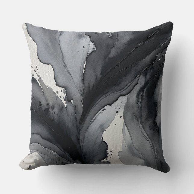 Grey and Black Abstract Cushion (Front)