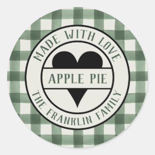 Grey and Black Buffalo Check Made With Love Classi Classic Round Sticker