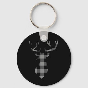 Grey And Black Buffalo Plaid Flannel Christmas Dee Key Ring