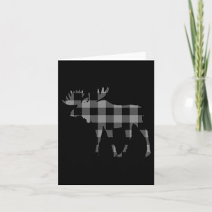 Grey And Black Buffalo Plaid Flannel Christmas Moo Card