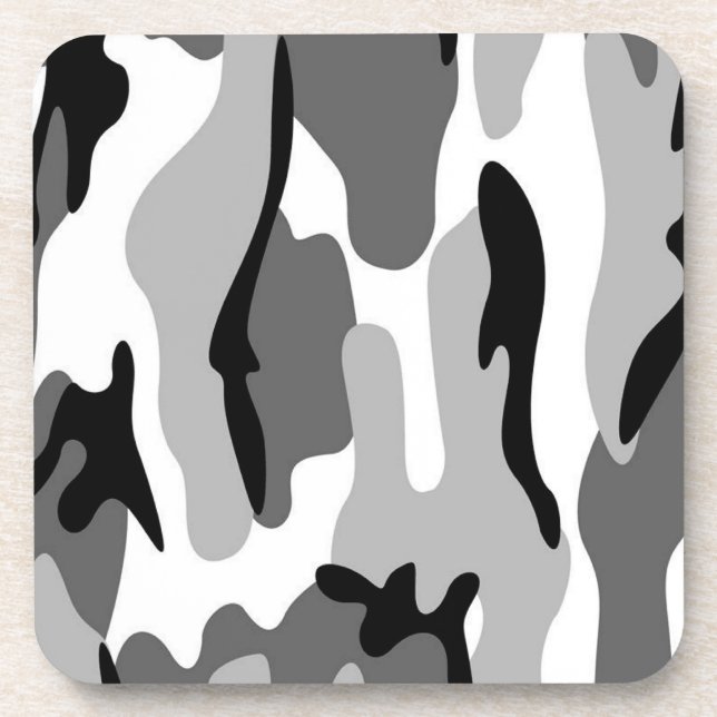 Grey And Black Camo Coasters (Front)