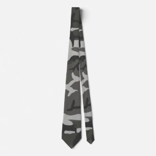 Grey And Black Camouflage  Tie