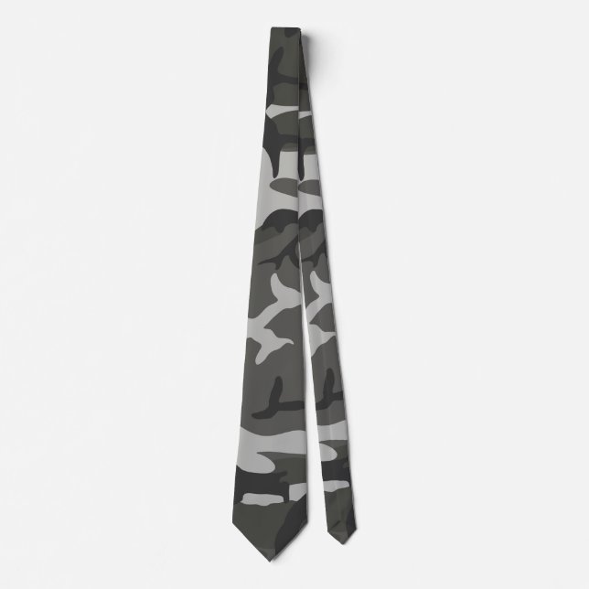 Grey And Black Camouflage  Tie (Front)